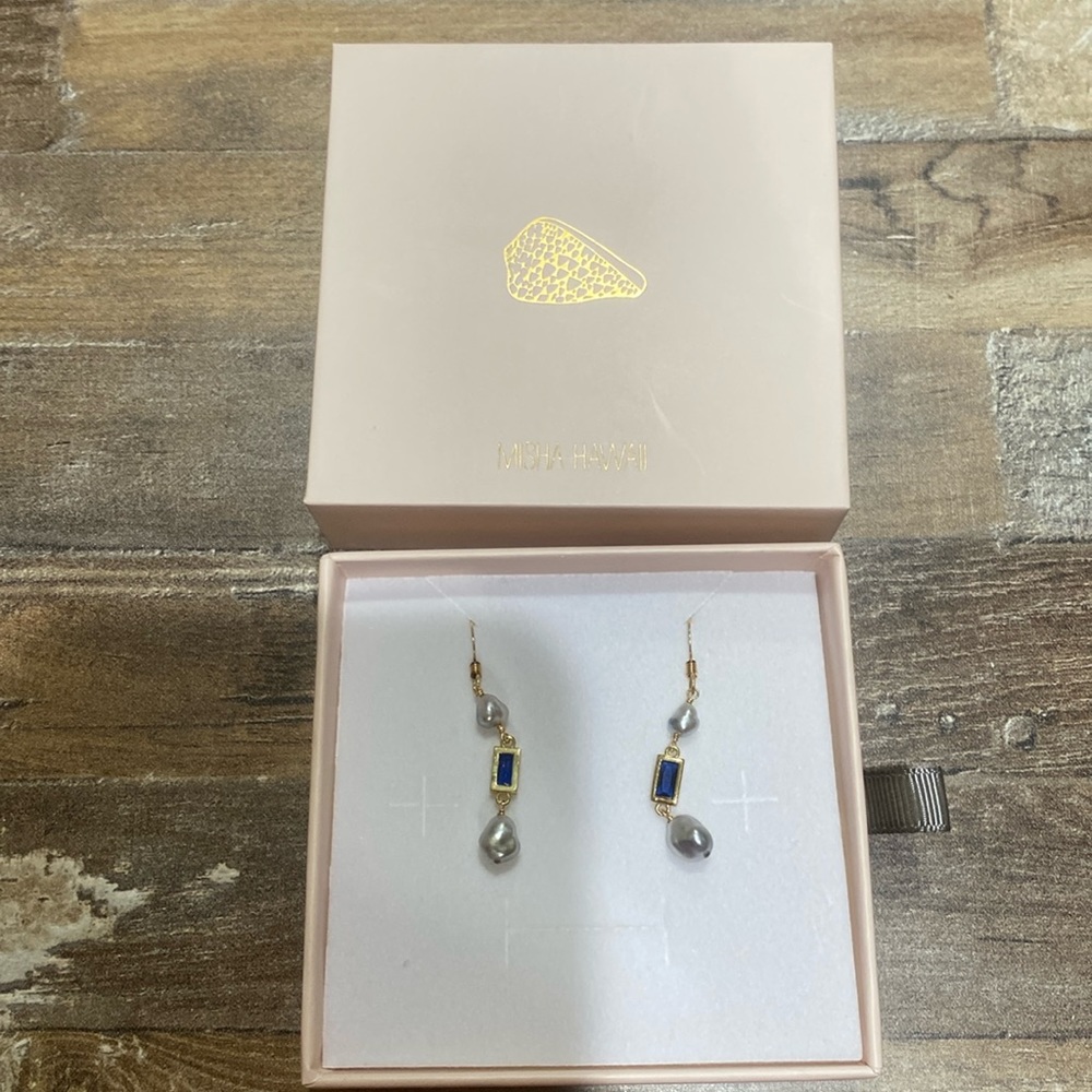 Misha Hawaii pearl and gemstone earrings